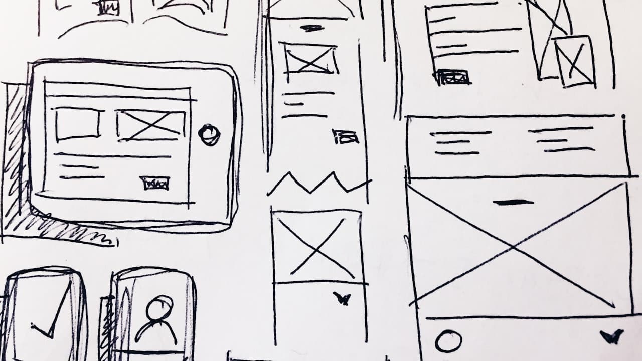 Hand-drawn storyboard frames sketched in black ink