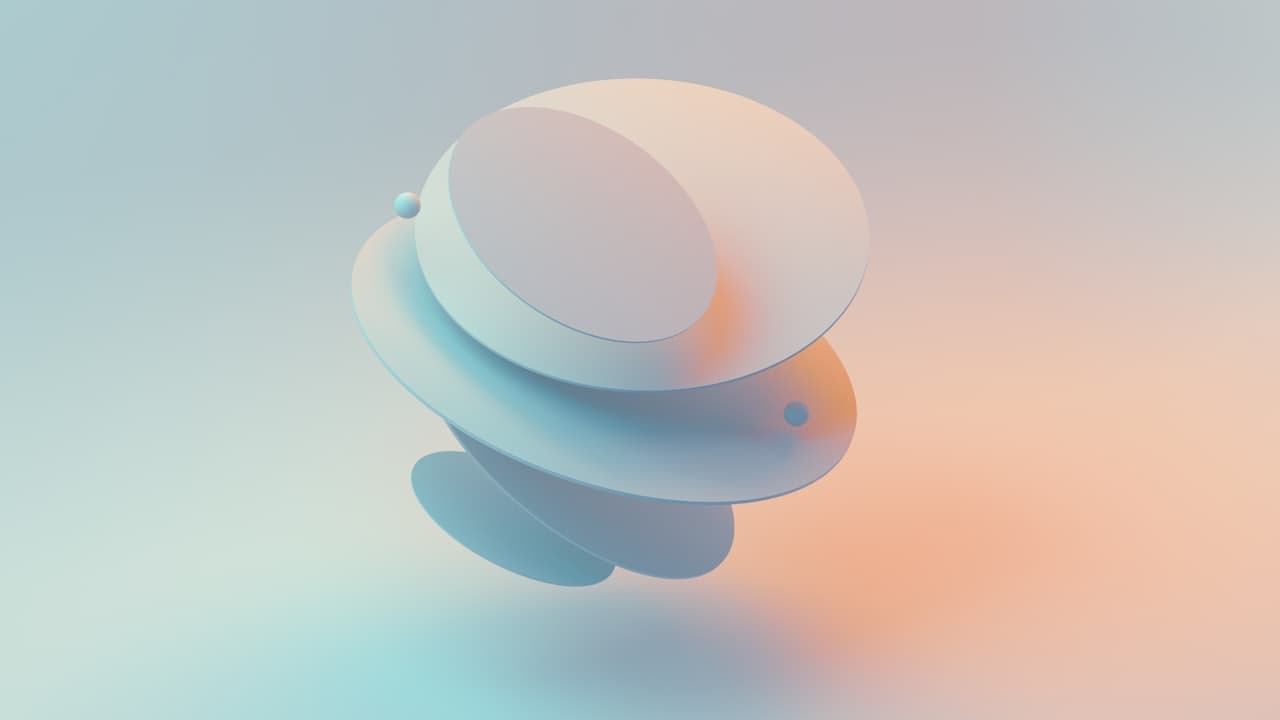 An abstract three-dimensional render of soft flowing shapes
